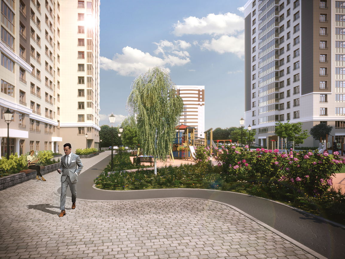 Продуманное озеленение в квартале «Булгаков»